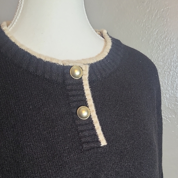 Urban Revivo Black Long Sleeve Sweater Dress with White Trim NWOT Medium - Picture 2 of 12